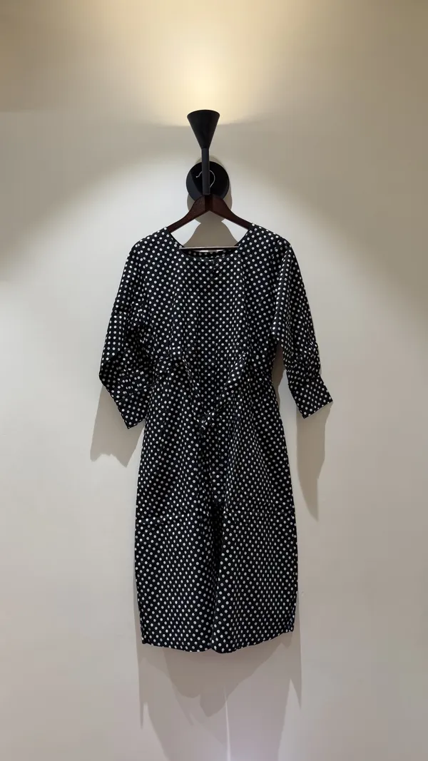 Black_Naturally_Dyed_Cotton_Flared_Dress_For_Women