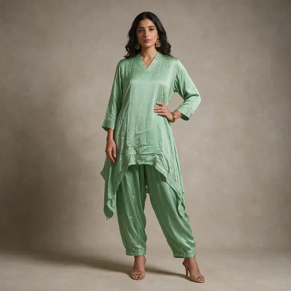 Mint_Green_Modal_Silk_Kurta_Set_For_Women