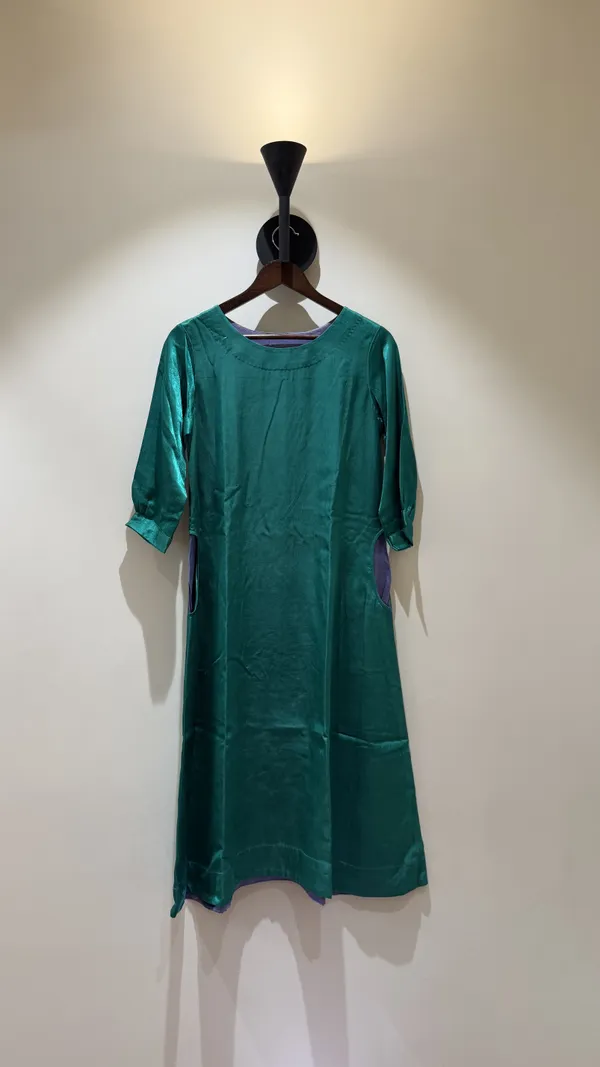 Teal_Gajji_Silk_Straight_Kurta_For_Women