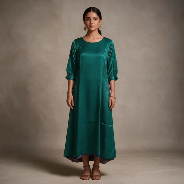 Teal_Gajji_Silk_Straight_Kurta_For_Women