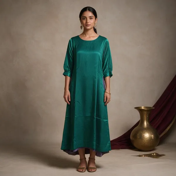 Teal_Gajji_Silk_Straight_Kurta_For_Women