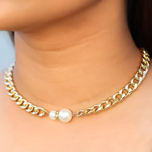 Vintage_Smooth_Cuban_Chains_With_Gothic_Round_Pearl_Pendant_Choker_Necklace_Default_Title