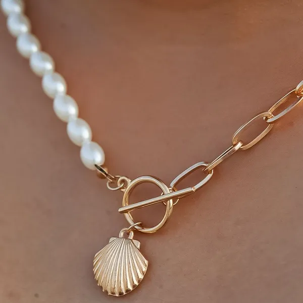 Shell_Pendant_With_Link_Chain_Simulated_Pearl_Beads_Necklace_Default_Title