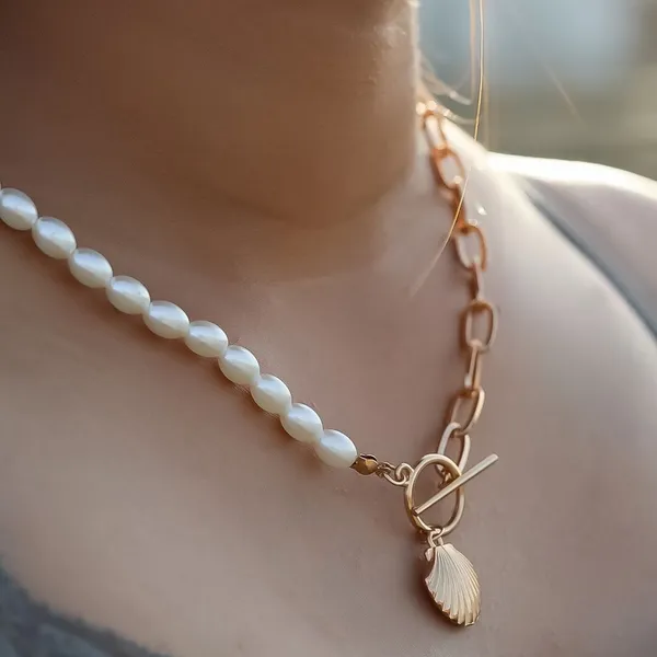 Shell_Pendant_With_Link_Chain_Simulated_Pearl_Beads_Necklace_Default_Title