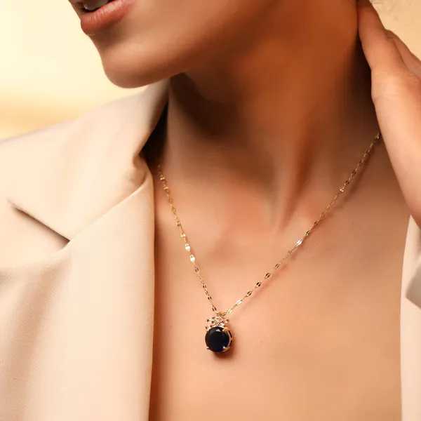 Gold_Plated_Stainless_Steel_Blue_Stone_Pendant_Set_Gold