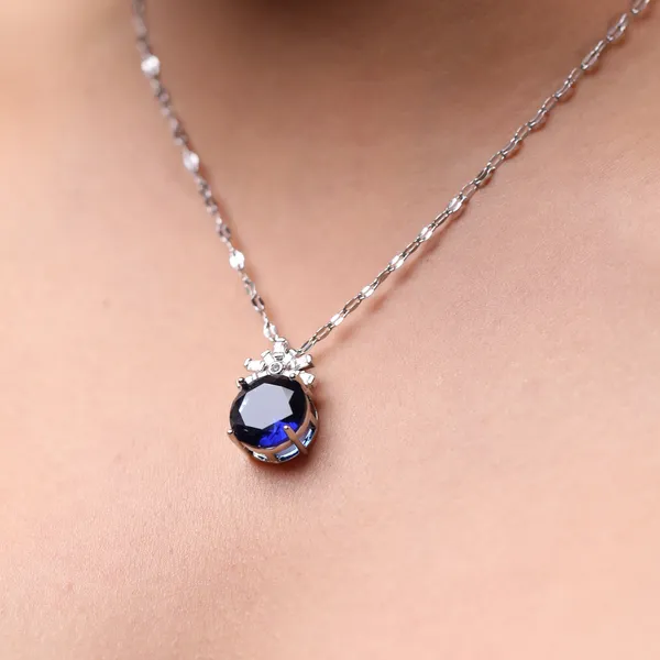 Gold_Plated_Stainless_Steel_Blue_Stone_Pendant_Set_Silver