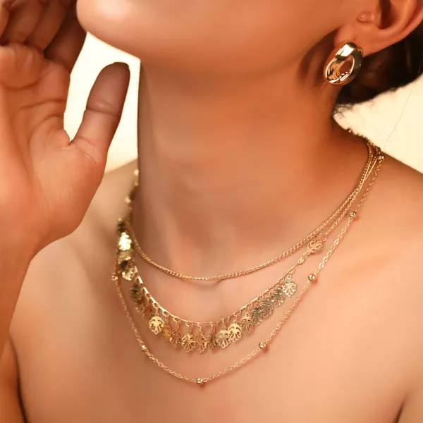 Multilayered_Triple_Chain_With_Leaf_Pendants_Necklace_Default_Title