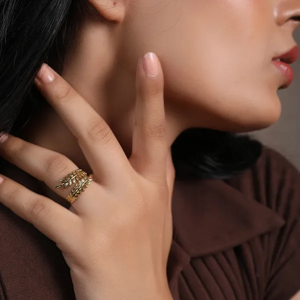 Leaf_Shaped_Open_Titanium_Steel_Stainless_Steel_Adjustable_Ring_Default_Title