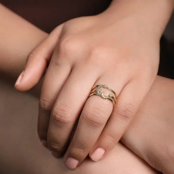 14k_Gold_Plated_Zircon_Inlay_Moon_Star_Round_Shape_Ring_Default_Title