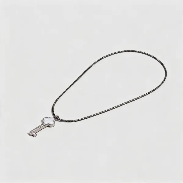 Silver_Stainless_Steel_Key_Pendant_Necklace_For_Women
