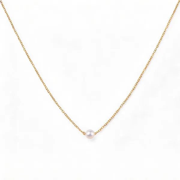 Gold_Steel_Pearl_Pendant_Link_Chain_Necklace_For_Women