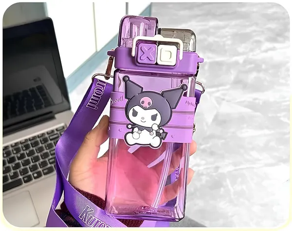 Pink_Purple_Dual_Compartment_Plastic_Water_Bottle_With_Straw