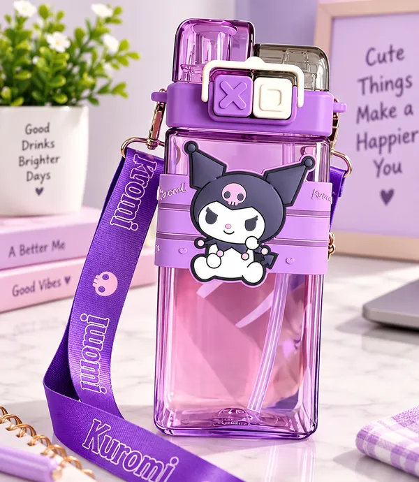 Pink_Purple_Dual_Compartment_Plastic_Water_Bottle_With_Straw