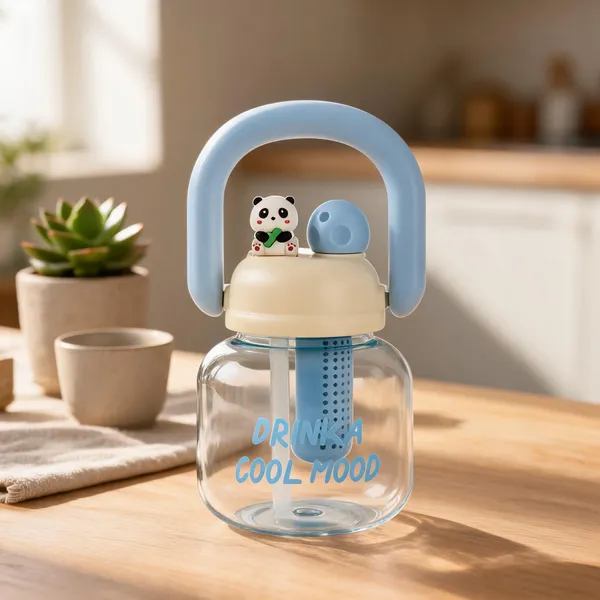 Blue_Panda_Print_Plastic_Water_Bottle_800Ml_With_Built-In_Straw