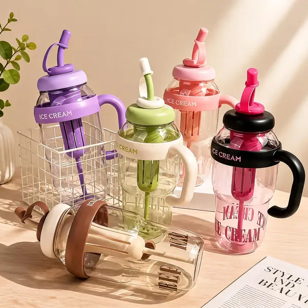 Plastic_Ice_Cream_Print_Straw_Tumbler_With_Handle_Pack_Of_5