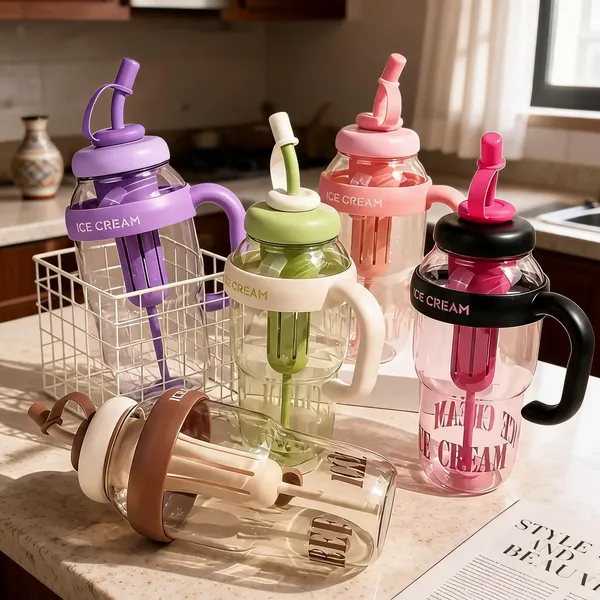 Plastic_Ice_Cream_Print_Straw_Tumbler_With_Handle_Pack_Of_5