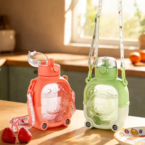 Cartoon_Print_Plastic_Water_Bottle_With_Shoulder_Strap_For_Kids