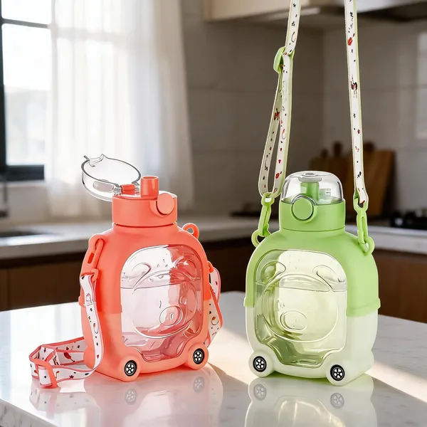 Cartoon_Print_Plastic_Water_Bottle_With_Shoulder_Strap_For_Kids