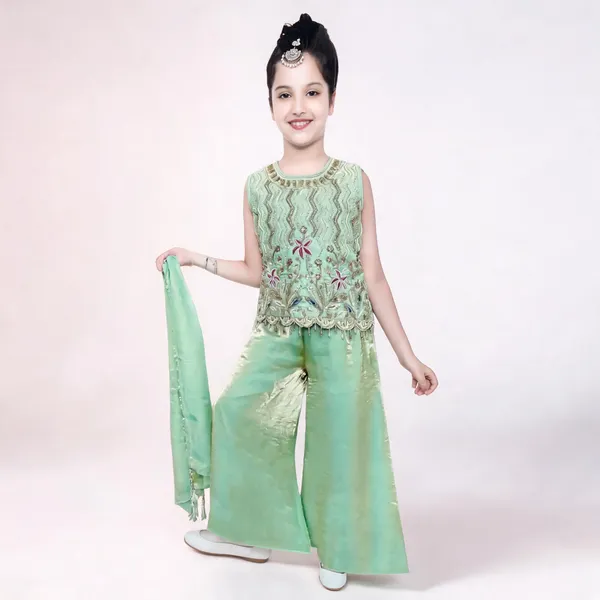 Mint_Green_Cotton_Embroidered_Kurta_Set_For_Girls