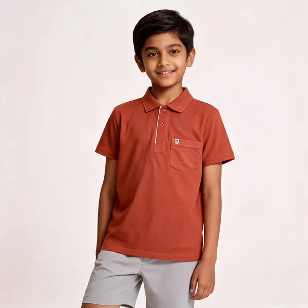 Rust_Cotton_Blend_Polo_T-Shirt_For_Boys