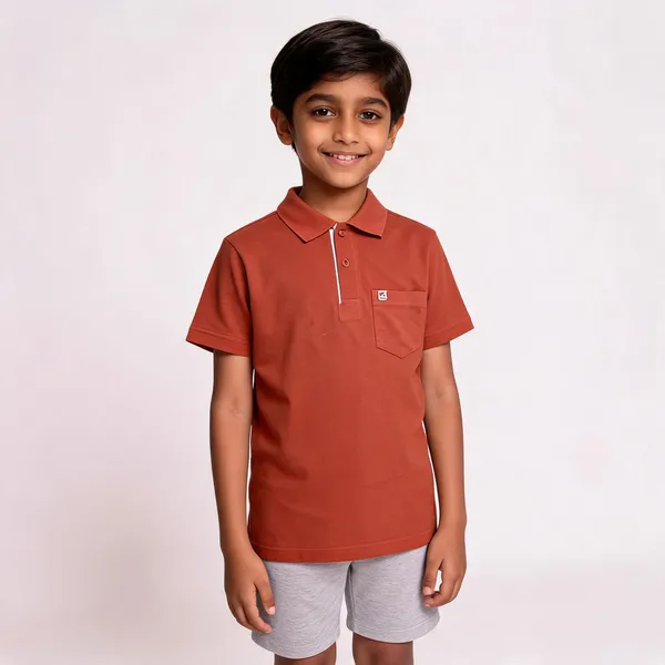 Rust_Cotton_Blend_Polo_T-Shirt_For_Boys
