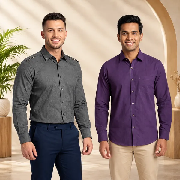 Dark_Grey_And_Purple_Cotton_Full_Sleeve_Casual_Shirt_For_Men_Pack_of_2