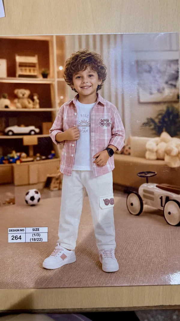 Pink_Plaid_Casual_Shirt_Set_for_Boys