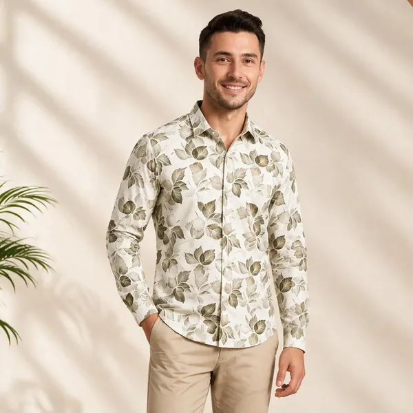 Off_White_Cotton_Leaf_Print_Full_Sleeve_Shirt_For_Men