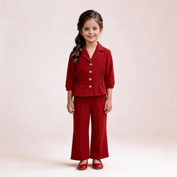 Red_Japanese_Cotton_Blazer_Style_Co-Ord_Set_For_Girls
