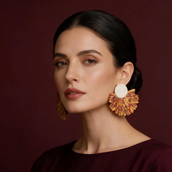 Orange_Floral_Statement_Earrings_for_Women
