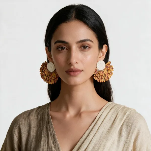 Orange_Floral_Statement_Earrings_for_Women