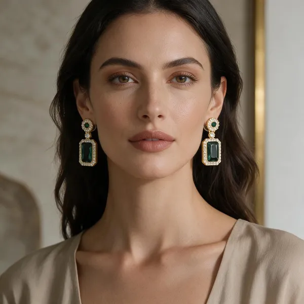 Green_Gold_Tone_Drop_Earrings_for_Women