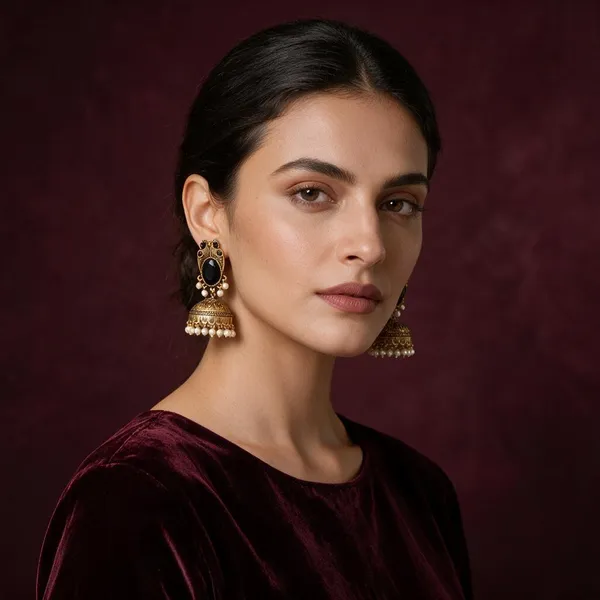 Gold_Stone_Studded_Traditional_Jhumka_Earrings_For_Women