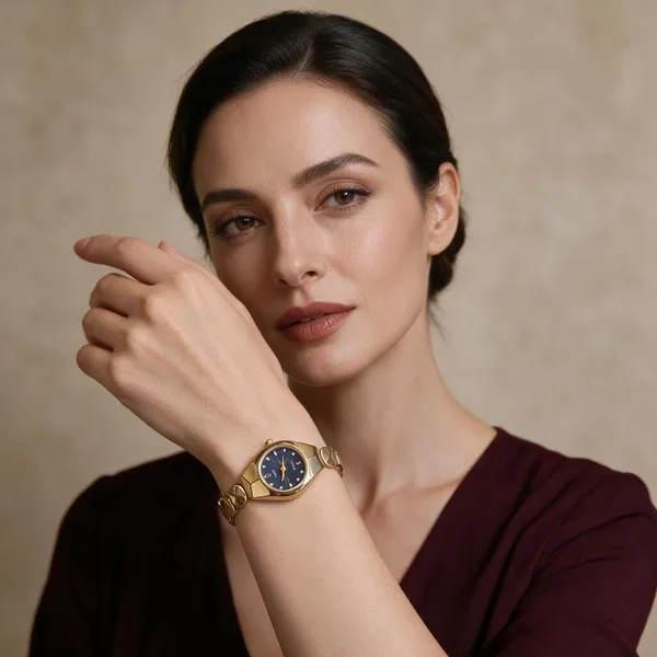 Gold_Stainless_Steel_Black_Dial_Analog_Bracelet_Watch_For_Women