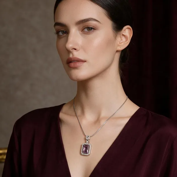 Silver_Stainless_Steel_Purple_Stone_Pendant_Necklace_For_Women