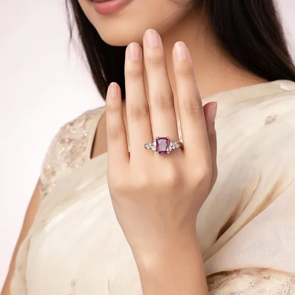 Silver_Copper_Pink_Rectangular_Stone_Ring_For_Women