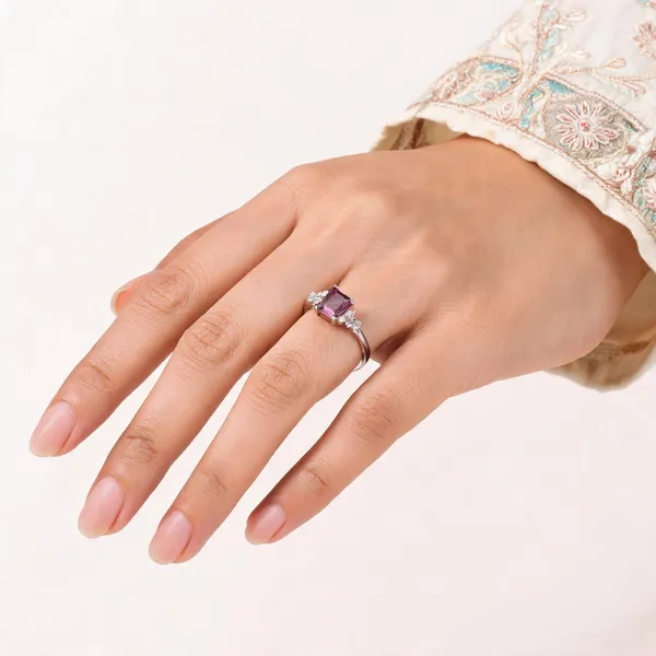 Silver_Copper_Pink_Rectangular_Stone_Ring_For_Women