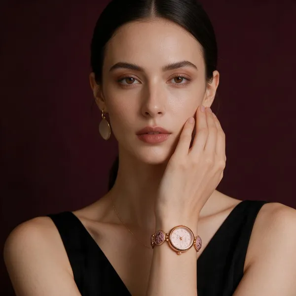 Rose_Gold_Stainless_Steel_Pink_Accent_Analog_Bracelet_Watch_For_Women