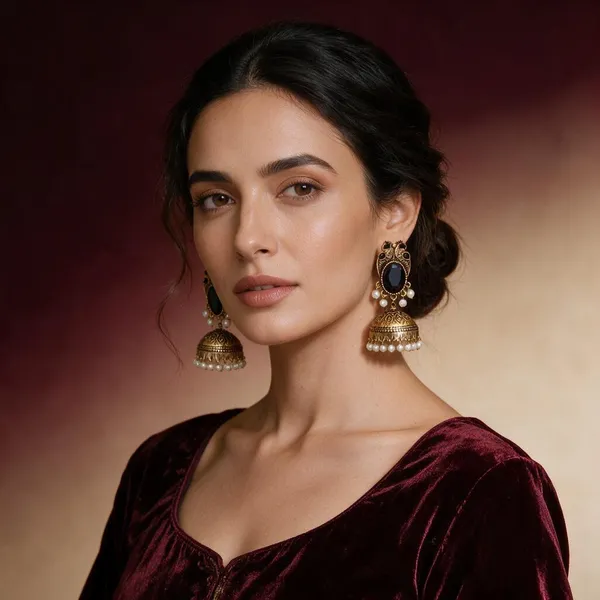 Black_Gold_Stainless_Steel_Traditional_Jhumka_Earrings_For_Women