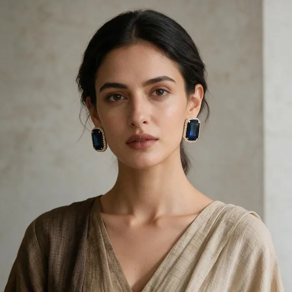 Black_Gold_Rectangular_Stone_Statement_Earrings_For_Women
