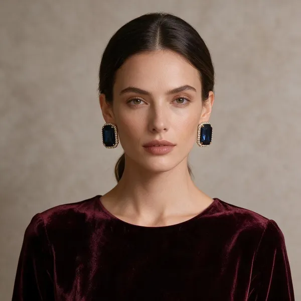 Black_Gold_Rectangular_Stone_Statement_Earrings_For_Women