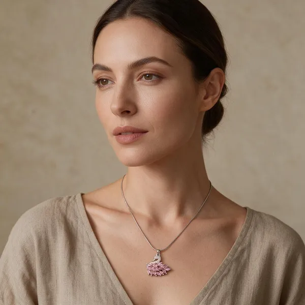 Silver_Stainless_Steel_Peacock_Pendant_Necklace_For_Women
