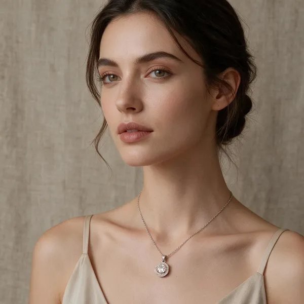 Silver_Stainless_Steel_Round_Bordered_Pendant_Necklace_For_Women