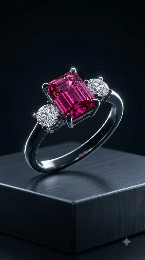 Silver_Copper_Pink_Rectangular_Stone_Ring_For_Women