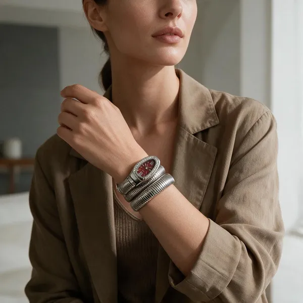 Silver_Stainless_Steel_Coiled_Bracelet_Analog_Watch_For_Women