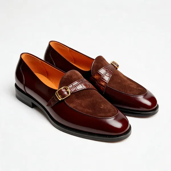 Brown_Leather_Buckle_Strap_Slip_On_Loafers_For_Men
