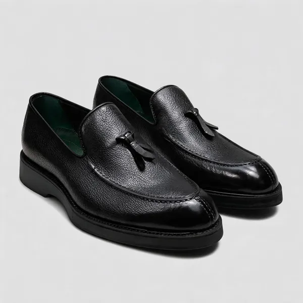 Black_Leather_Textured_Slip_On_Loafers_For_Men