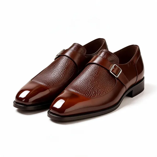 Brown_Leather_Textured_Monk_Strap_Formal_Shoes_For_Men