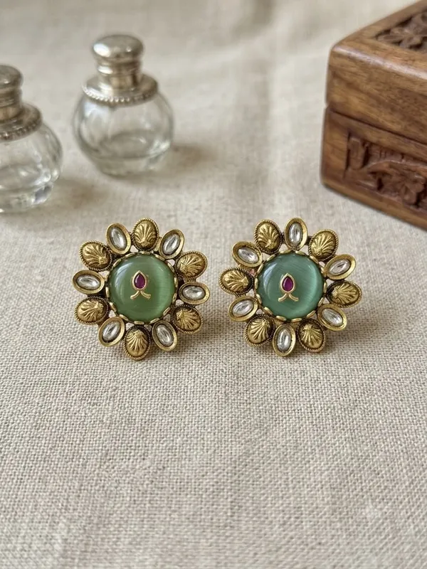 Mint_Green_Enamel_Floral_Stud_Earrings
