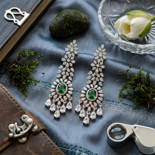 Green_Stone_Floral_Dangle_Earrings_For_Women